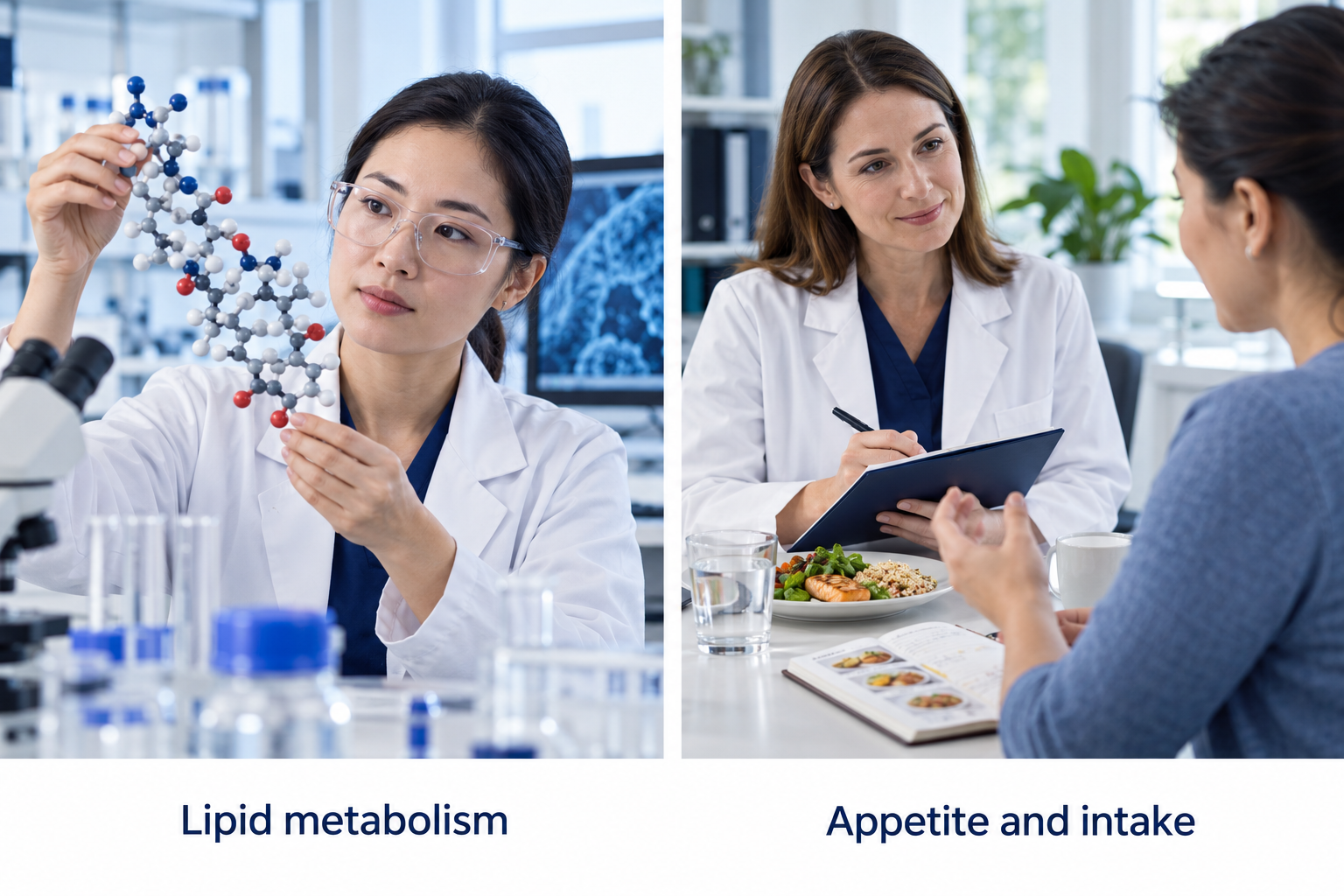Separate research contexts for lipid metabolism and appetite or food intake.