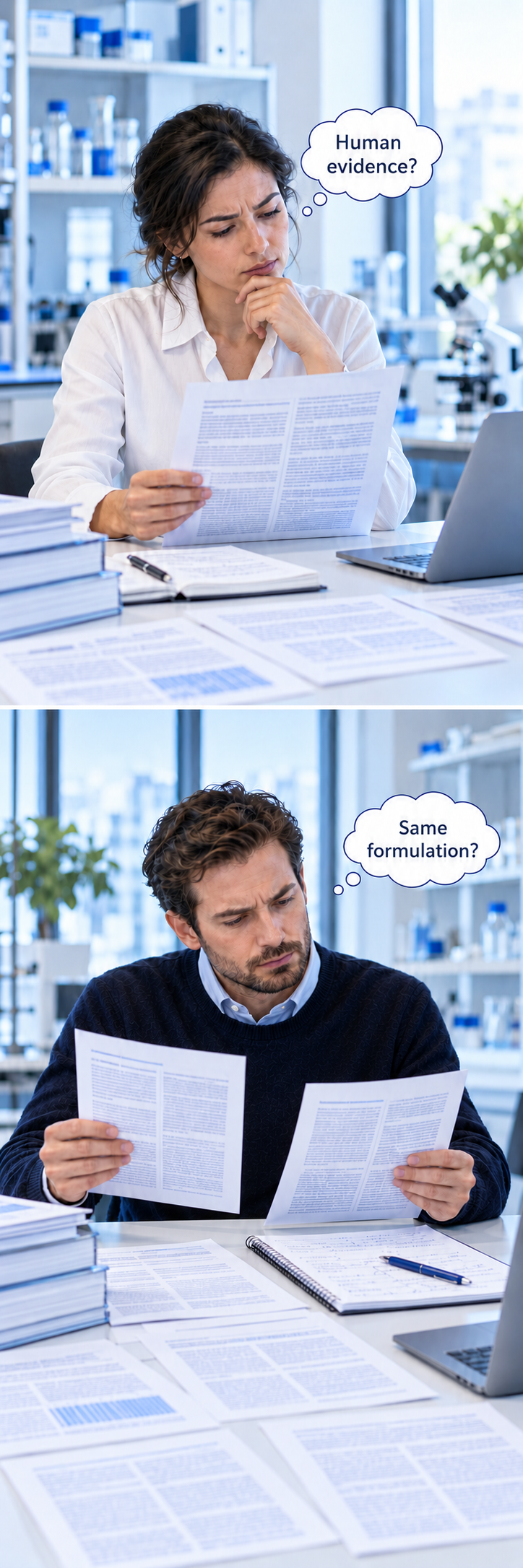 Readers asking about human evidence and whether the same formulation was studied.