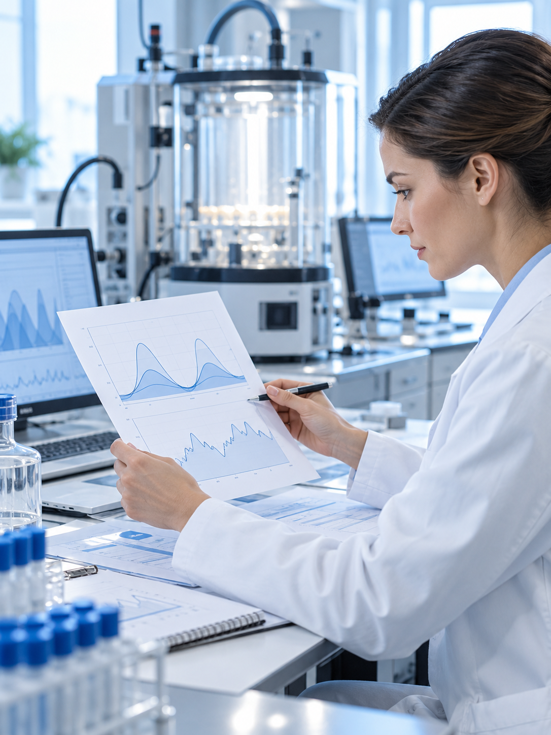 A researcher reviewing experimental fuel-use measurements.