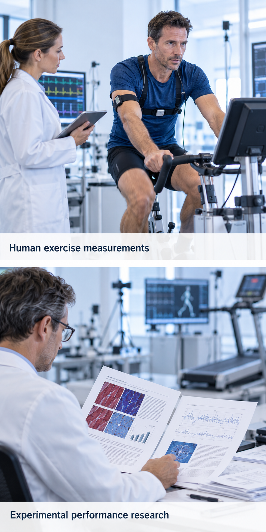 Human exercise measurements and experimental performance research are distinct settings.