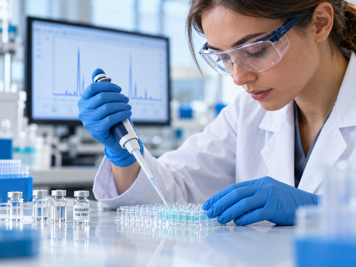 A scientist using a micropipette for laboratory investigation.