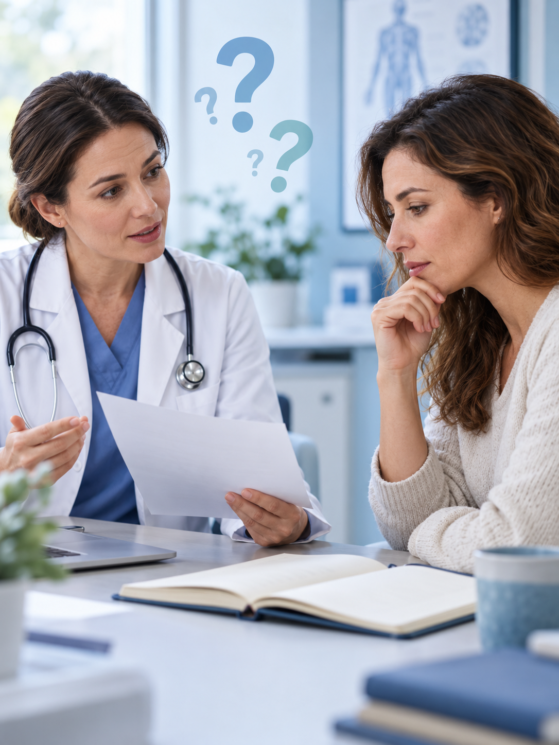A patient asking a healthcare professional about treatment claims.
