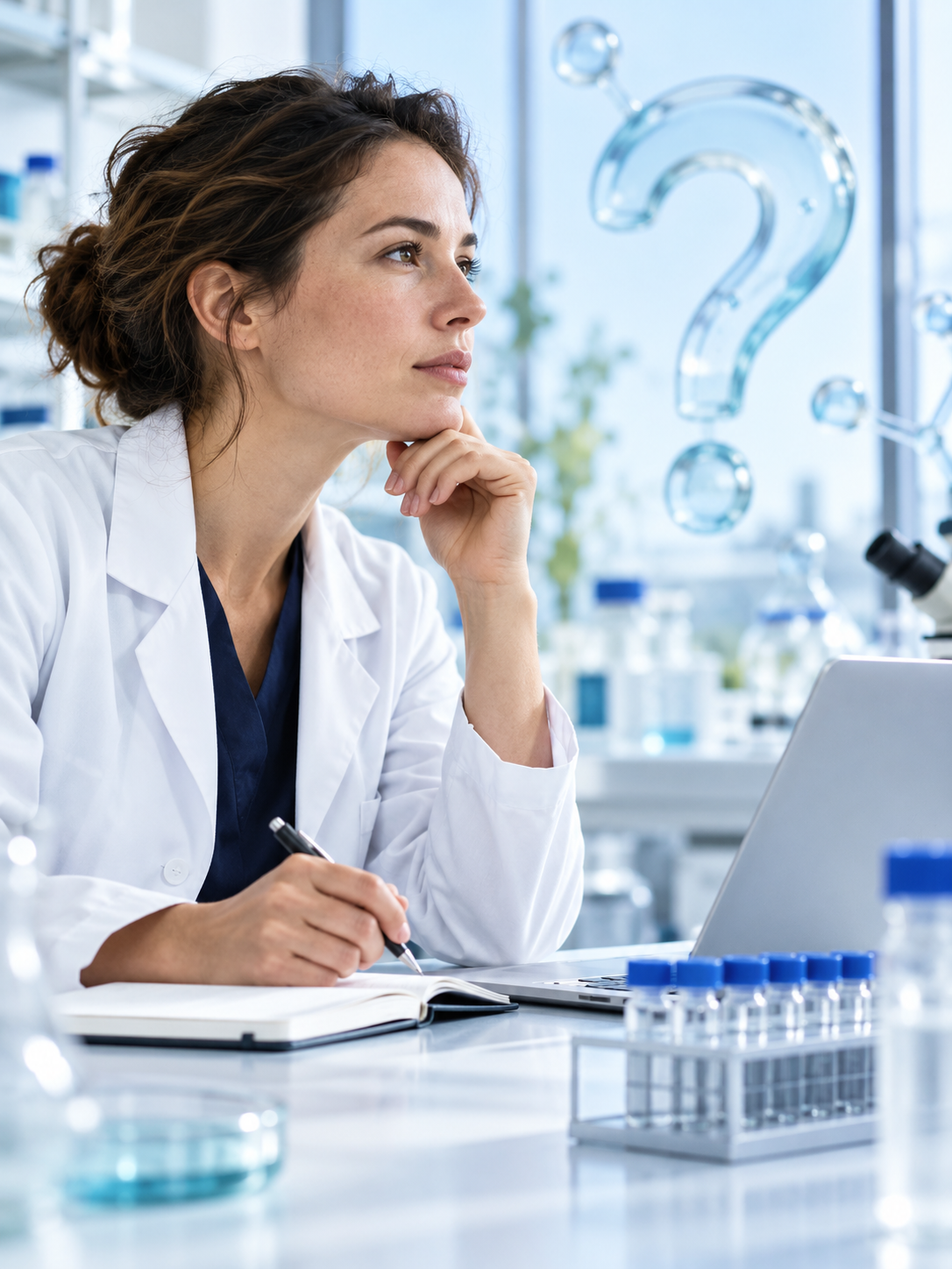 A researcher considering questions about a laboratory material.