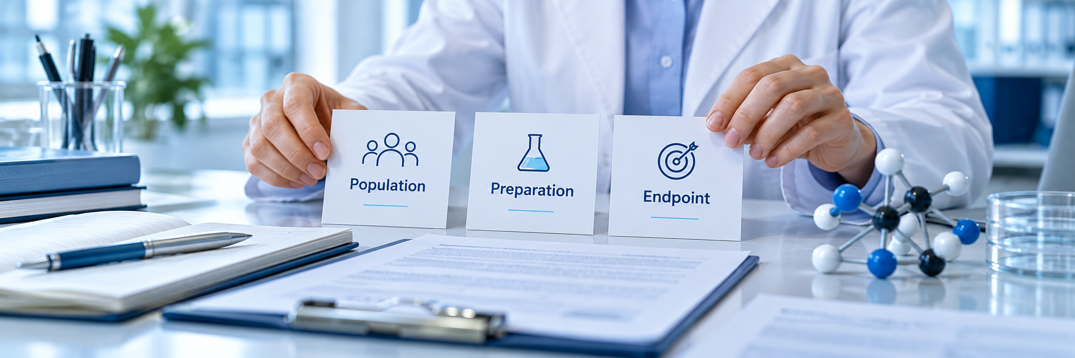Population, preparation and endpoint as three limits for interpreting a comparison.