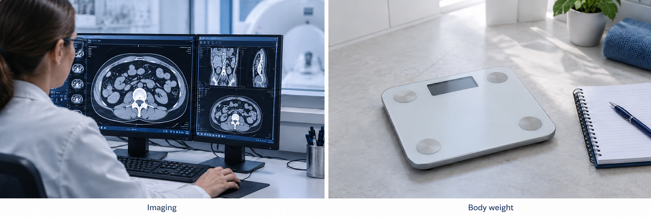 Imaging and a bathroom scale represent different measurement methods.